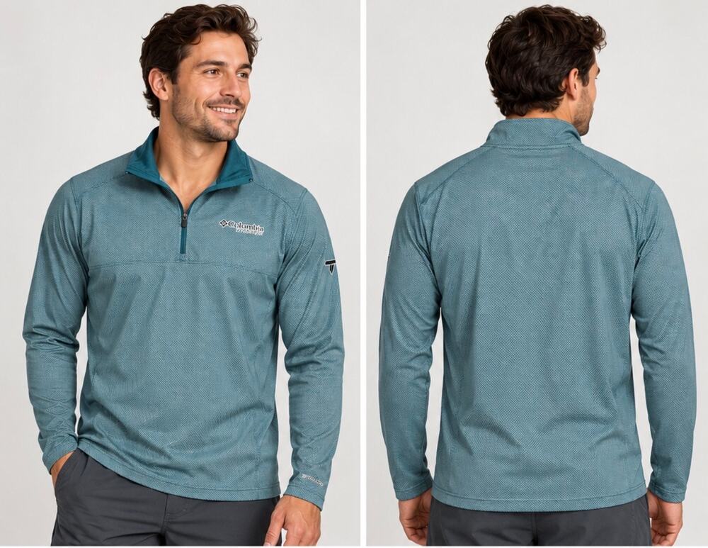 Columbia Titanium Men’s M Quarter Zip Teal Gorpcore Performance Omni-Shade